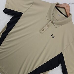 Under Armour Mens Golf Polo Shirt Size XL Tan‎ Black Color Block